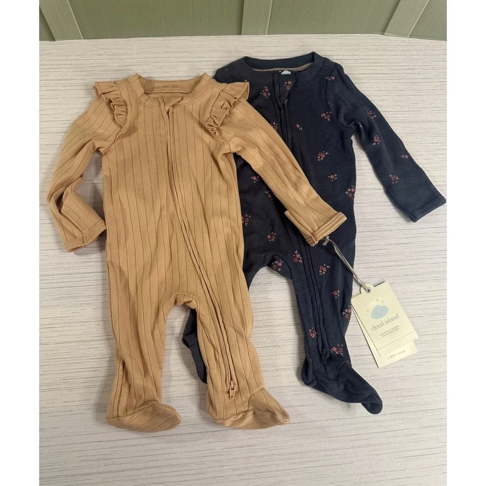 Cloud Island Baby Girls Newborn NB 0M Bodysuits Pants Sleep Play Romper Lot 11pc